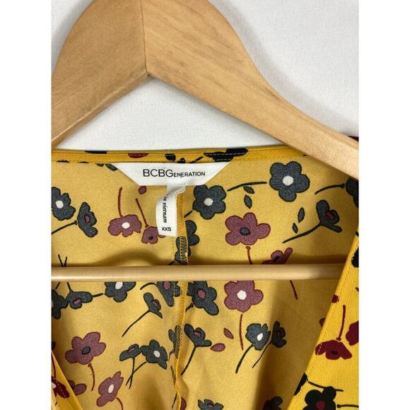 BCBGeneration Floral bow Tie Short Sleeve Dress Yellow Size XXS - Picture 6 of 9